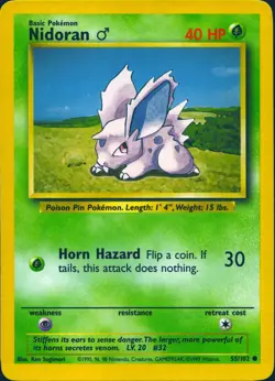 NIDORAN M 55/102 COMMON BASE SET UNLIMITED POKEMON MP - Image 1