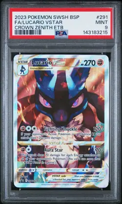 2023 POKEMON SWSH CROWN ZENITH ELITE TRAINER BOX FULL ART/LUCARIO VSTAR PSA 9 - Image 1