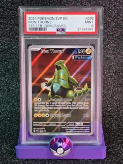 2024 POKEMON SVP EN-SV TEMPORAL FORCES ETB PROMO #098 IRON THORNS PSA 9 - Image 1