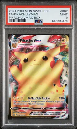 2021 POKEMON SWSH BLACK STAR PROMO PIKACHU VMAX BOX FULL ART/PIKACHU VMAX PSA 9 - Image 1