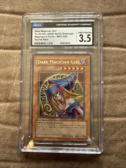 2003 Yu-Gi-Oh! Dark Magician Girl Secret Rare CGC 3.5 MFC Magician’s Force VG+ - Image 1