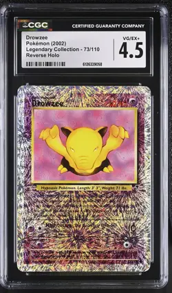 CGC 4.5 Drowzee 73/110 Reverse Holo Legendary Collection Pokemon Card - Image 1