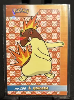 Rare Pokemon Shiny Full Art #156 Quilava Low Pop Cracked Ice Holo Card ⭐ - Image 1