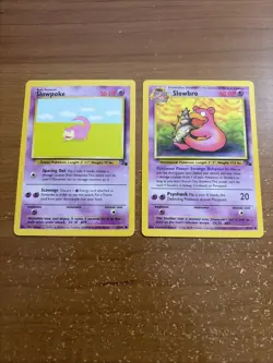Pokemon TCG Fossil Cards - Slowpoke 55/62 & Slowbro 43/62 MP - Image 1