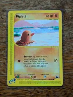 POKEMON TCG 1 COMMON DIGLETT 50/144 SKYRIDGE 2003 E-READER ERA WOTC FINAL SET LP - Image 2