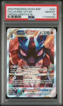Lucario Vstar 291/159 Crown Zenith Elite Trainer Box Pokemon PSA 10 - Image 1