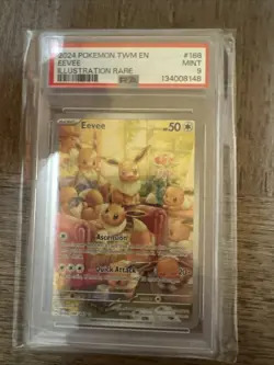 2024 POKEMON TWM EN-TWILIGHT MASQUERADE ILLUSTRATION RARE #188 EEVEE PSA 9 - Image 1
