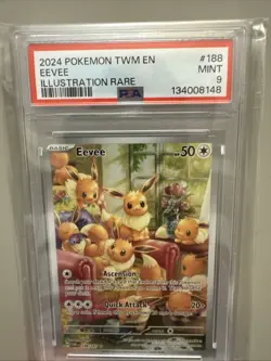 2024 POKEMON TWM EN-TWILIGHT MASQUERADE ILLUSTRATION RARE #188 EEVEE PSA 9 - Image 2