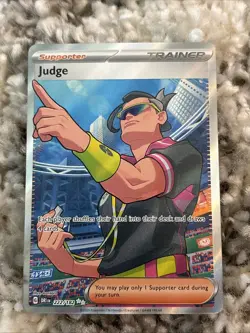 Pokemon Judge 222/182 Sv10: Destined Rivals Holo Full Art Ultra Rare Trainer -NM - Image 1