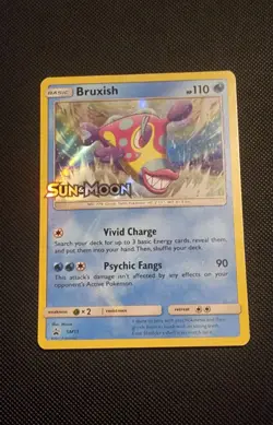 Pokemon TCG Bruxish Sun & Moon Base Stamped Prerelease Promo SM11 Holo Rare LP - Image 1