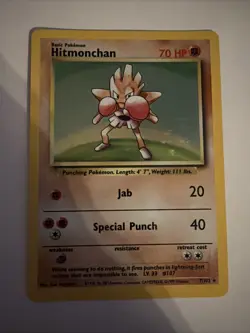Pokemon TCG Hitmonchan Base Set 7/102 Holo Rare Vintage 1999 LP Unlimited - Image 1