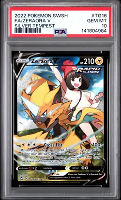 2022 Pokemon Sword & Shield Silver Tempest Zeraora V #TG16 PSA 10 - Image 1