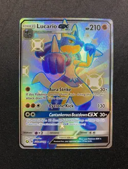 Pokemon Lucario GX Full Art Shiny Holo Rare SV64/SV94 Hidden Fates 210 HP - Image 1