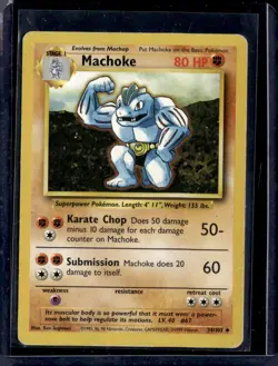 Machoke - 34/102 / Uncommon Unlimited Base Set 1999 (HP) / Pokemon TCG - Image 1