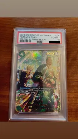 One Piece Roronoa Zoro PRB02-006 Special Alternate Art Foil SP PSA 10 Bubble - Image 1