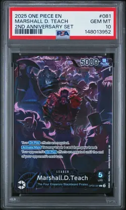 2025 ONE PIECE OP09 081 MARSHALL D TEACH ENGLISH 2ND ANNIVERSARY SET PSA 10 - Image 1