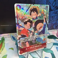 One Piece TCG Ace, Sabo & Luffy Alt Art Japanese OP13-007 Carrying on His Will - Image 2