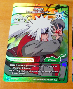 NARUTO MYTHOS 1ST ED EDITION CARD GAME HOLO CARTE JIRAYA 105/130 RARE FR NM - Image 1