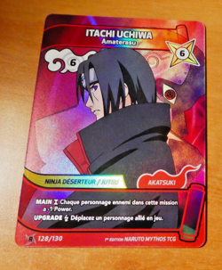 NARUTO MYTHOS 1ST ED EDITION CARD GAME CARTE HOLO ITACHI 128/130 FR NM 2026 - Image 1