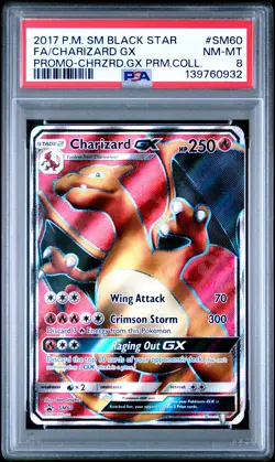 2017 POKEMON SM BLACK STAR PROMO #SM60 FULL ART/CHARIZARD GX PSA 8 - Image 1