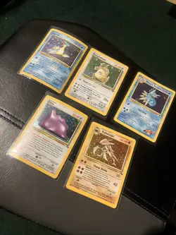 Vintage Pokemon Holo Lot Jungle Fossil Misty's Seadra HP Creased Water Damage - Image 1