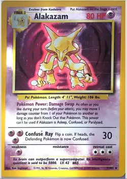 Pokemon TCG Alakazam 1/102 Base Set Holo Rare Near Mint - Image 1