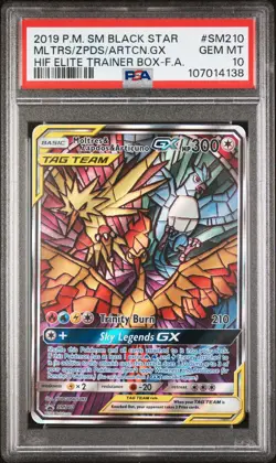 2019 POKEMON SM BLACK STAR PROMO FULL ART/MOLTRES & ZAPDOS & ARTICUNO GX PSA 10 - Image 1