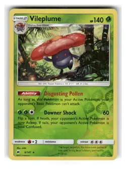 Vileplume 6/147 Holo Rare Burning Shadows Pokemon Reverse Holo Lightly Played - Image 1