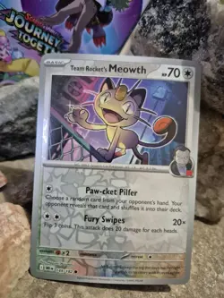 pokemon Cards Meowth Basic Holo 1pcs+1pcs Sleeve 2024 #149/182 Team Rocket's - Image 1