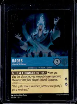2023 Disney Lorcana Hades - Infernal Schemer Foil #147/204 - Image 1