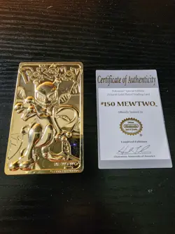 1999 Pokemon Burger King 23 Karat Gold-Plated Trading Card #150 Mewtwo - Image 1
