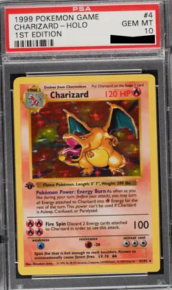 1999 Pokemon PSA 10 Base Set 1st Edition Charizard Holo - Image 1