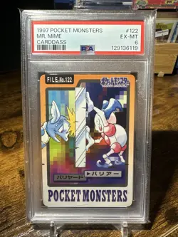1997 Pokemon Japanese Carddass File #122 Mr. Mime PSA 6 - Image 1