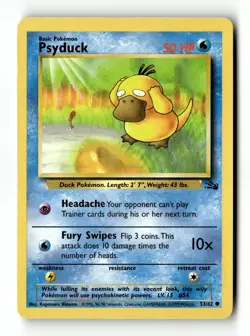 Psyduck 53/62 Common Fossil Pokemon Unlimited Lightly Played - Image 1