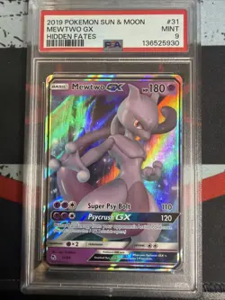 Pokemon Mewtwo GX 31/68 Hidden Fates Ultra Rare Holo Full Art PSA 9 2019 - Image 1