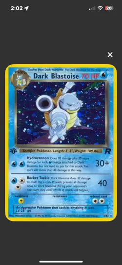 Dark Blastoise Holo Rare Card 3/82 Team Rocket Unlimited NM-Mint Condition - Image 1