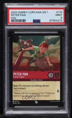 2023 Lorcana - The First Chapter 1 Foil Peter Pan Fearless Fighter PSA 9 MINT - Image 1
