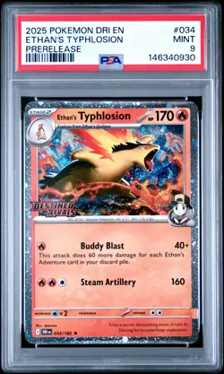 PSA 9 Ethan's Typhlosion 034/182 Pre-Release Destined Rivals Pokemon - Image 1