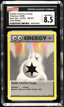 GRAY GREY STAMP Double Colorless Energy 96/102 1st Edition Pokemon Base Set CGC - Image 1