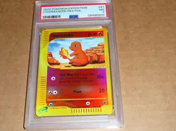 2002 Pokemon EXPEDITION CHARMANDER REVERSE FOIL #97 PSA 7 - Image 1
