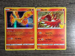 HO-OH 001/025 RARE HOLO CELEBRATIONS+ MOLTRES 012/078 RARE REV.HOLO POKEMON GO - Image 1