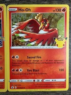 HO-OH 001/025 RARE HOLO CELEBRATIONS+ MOLTRES 012/078 RARE REV.HOLO POKEMON GO - Image 3