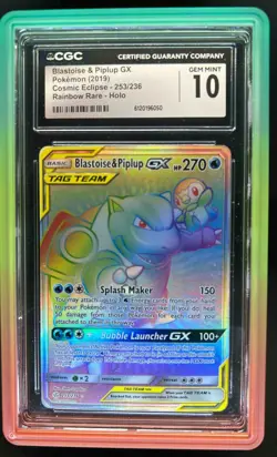 2019 Pokemon SM Cosmic Eclipse Blastoise Piplup Tag Team #253/236 CGC 10 - Image 1
