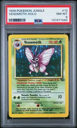 1999 POKEMON JUNGLE #13 VENOMOTH-HOLO PSA 8 - Image 1
