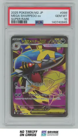 2025 Pokemon M2 JPN Super Rare Mega Sharpedo ex PSA 10 #098/080 - Image 1