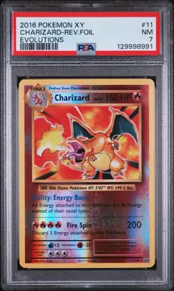 2016 POKEMON XY EVOLUTIONS #11 CHARIZARD-REVERSE FOIL PSA 7 - Image 1