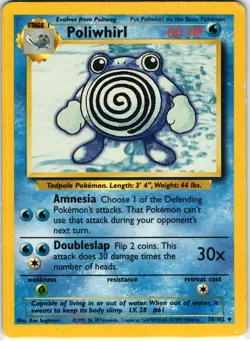 Pokemon TCG Poliwhirl 38/102 Regular Unlimited Uncommon LP - Image 1