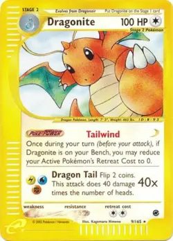 Moderately Played Dragonite - 9/165 - Holo Rare - Reverse Holo Pokemon Expeditio - Image 1