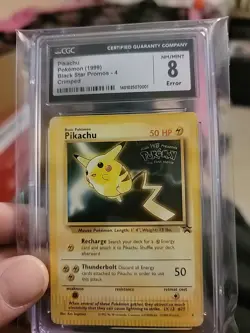 Triple Crimped Pokemon TCG Pikachu Wizards Black Star Promos 4 Regular Promo - Image 1