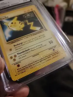 Triple Crimped Pokemon TCG Pikachu Wizards Black Star Promos 4 Regular Promo - Image 4